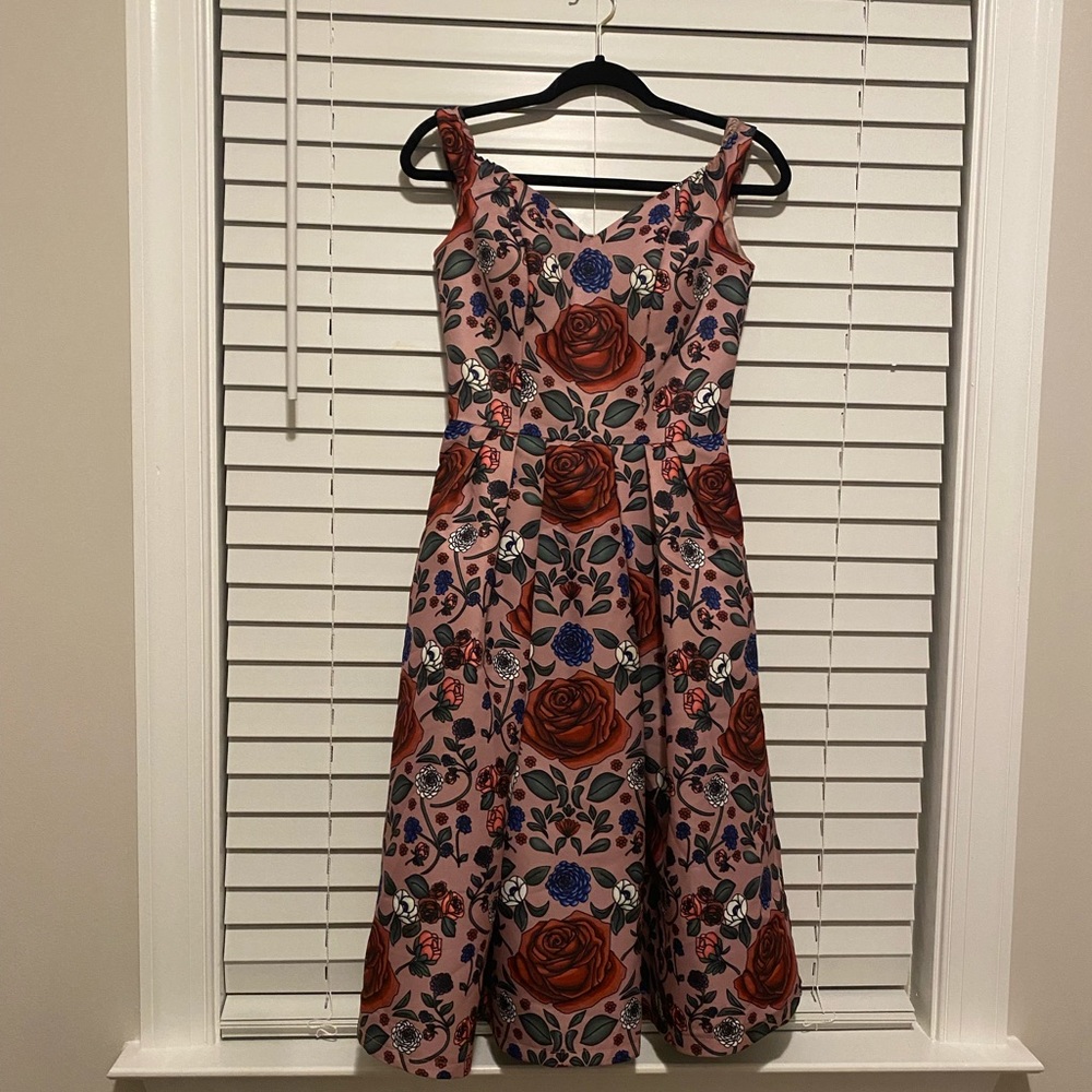 Chi Chi London Allover Rose Print Midi Dress with Bardot Neck